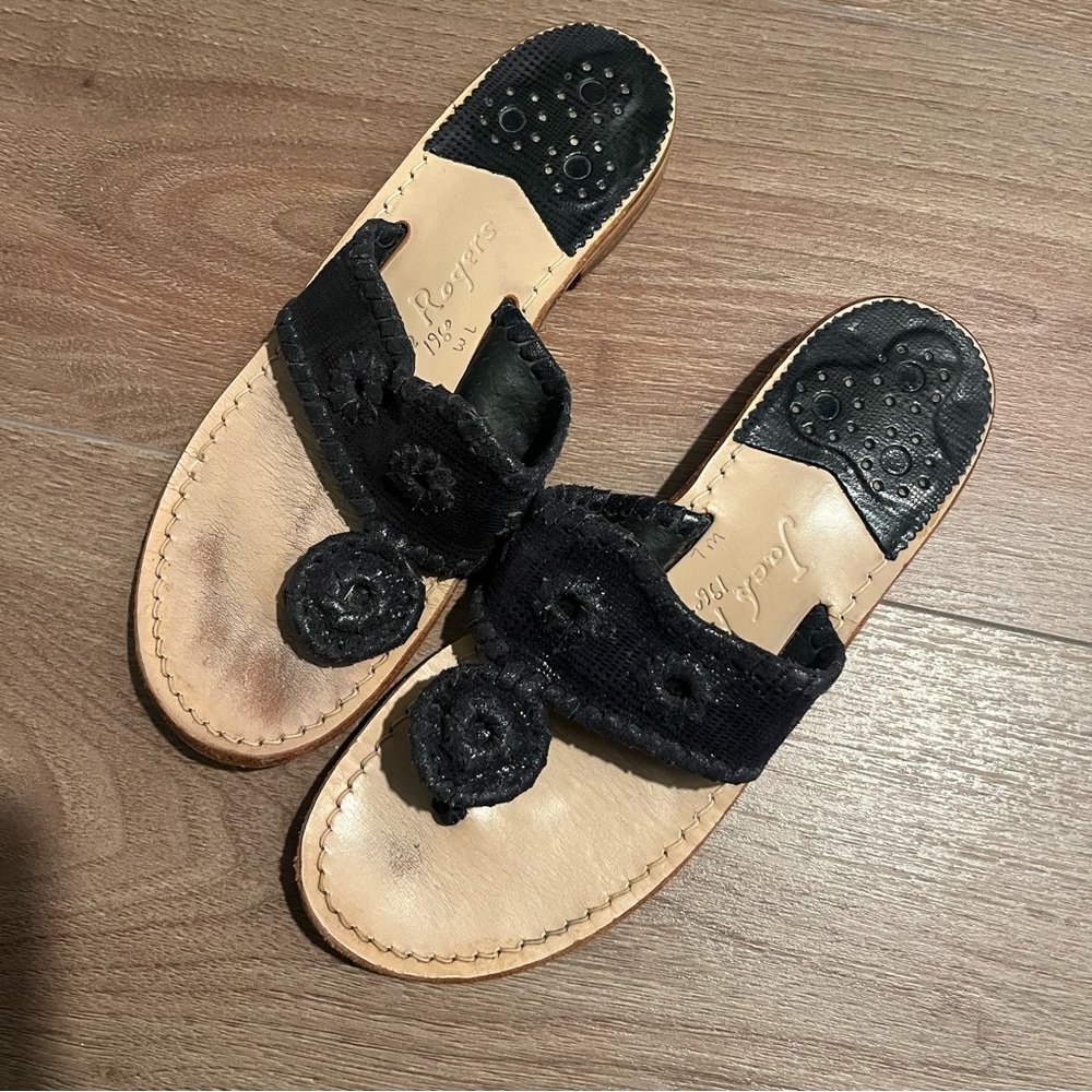 Black Leather Women's Sandals